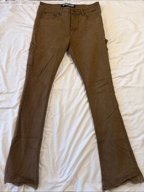 Slim Brown Men's Utility Jeans with Subtle Flare